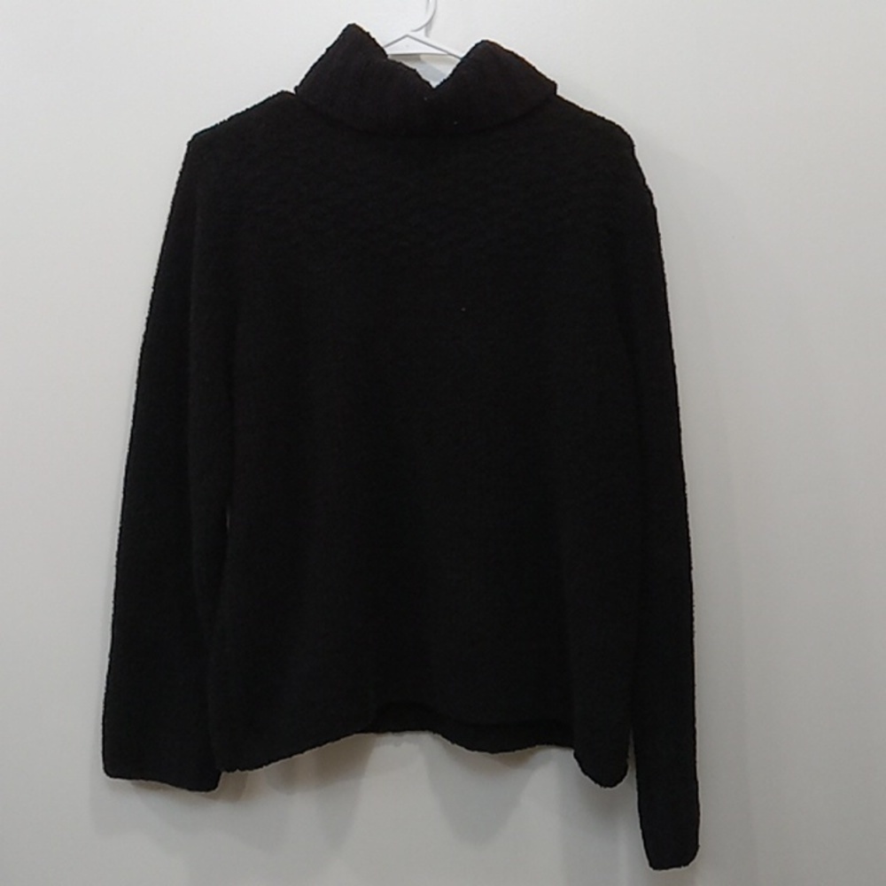 Columbia Fleece Knit Turtleneck Sweater Long Sleeve Women's Sz XL Black EUC NICE